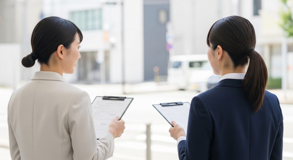 就職に悩む日本人女性のデスク