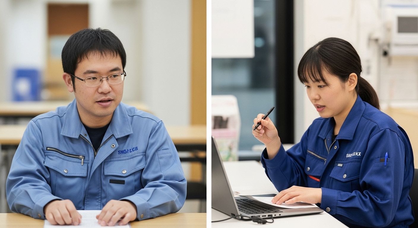 就労継続支援B型で働く日本人男性と工賃説明