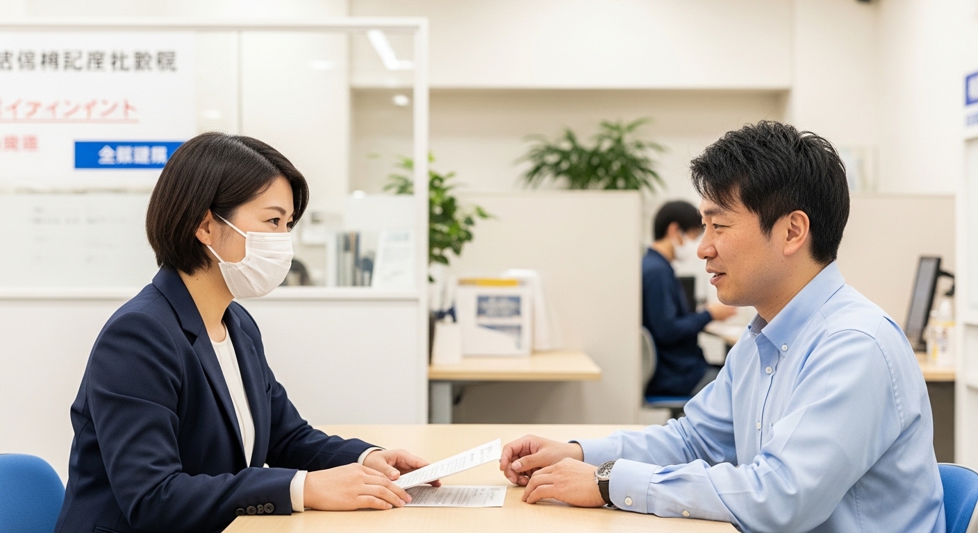 作業工賃を説明する日本人男性