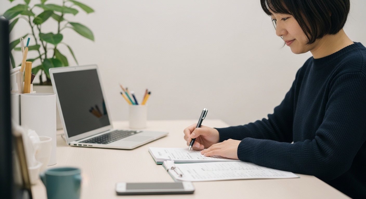 就労移行支援職員の給料を説明する日本人女性