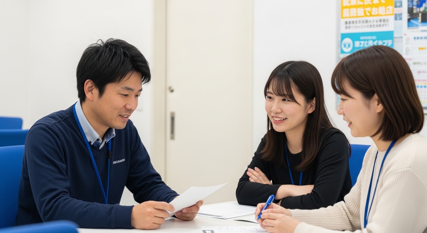 工賃と給料の違いを説明する日本人男性の様子