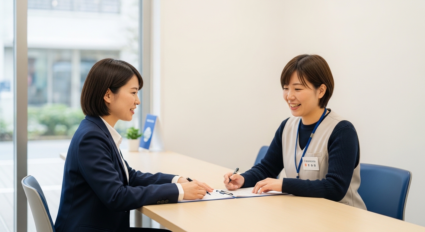 manabyの口コミを確認する女性が在宅学習や支援内容が自分に合うか検討している場面