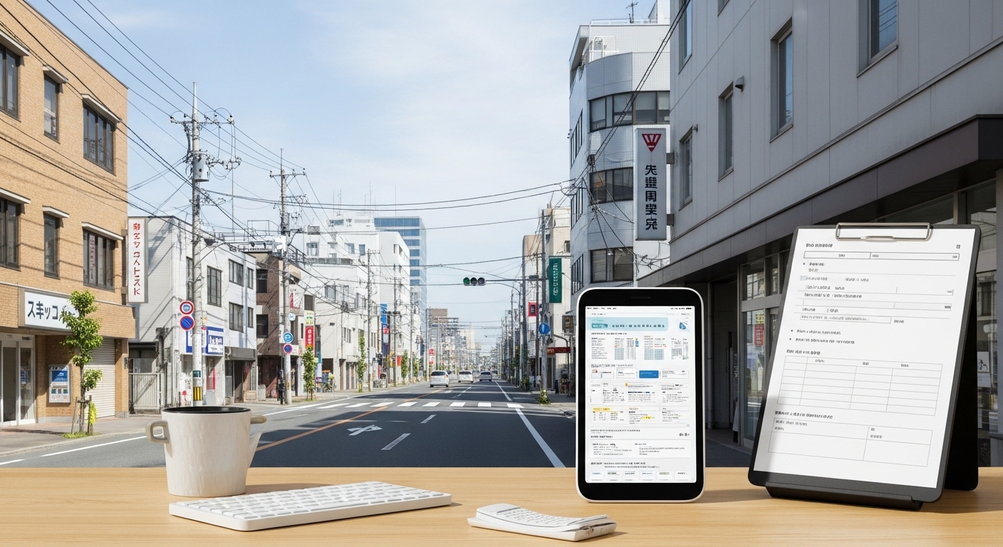 障害者雇用の年収ランキングや収入差を表すグラフと資料が並ぶ、就労移行支援をイメージしたデスク風景