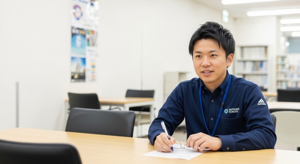 日本人男性が利用料免除条件を確認