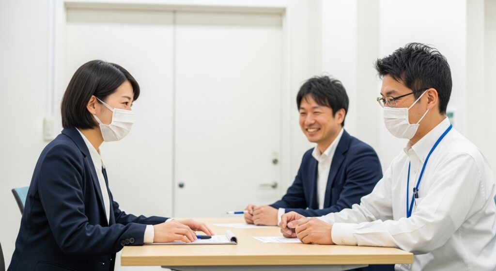 就労移行支援の仕組みや収益構造について相談しながら理解を深めるビジネスシーンのイメージ