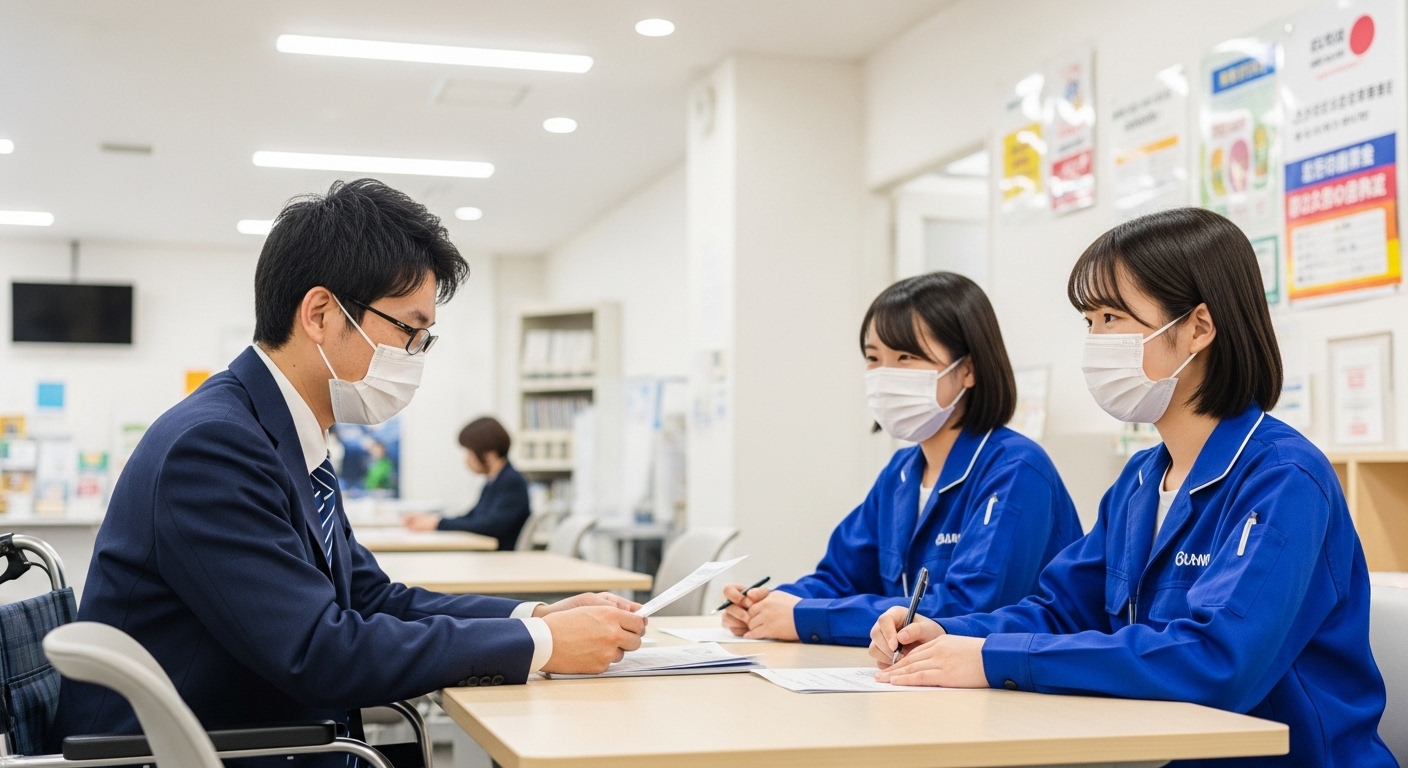 就労支援の有名な事業所を比較する男性が支援内容や通いやすさを確認しながら相談している様子