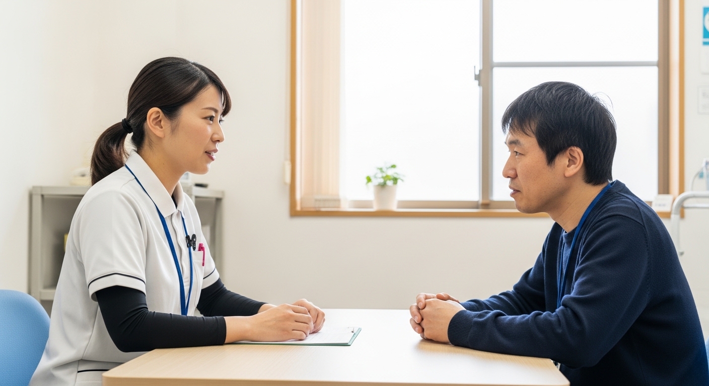 日本人男性がB型事業所の悩み相談