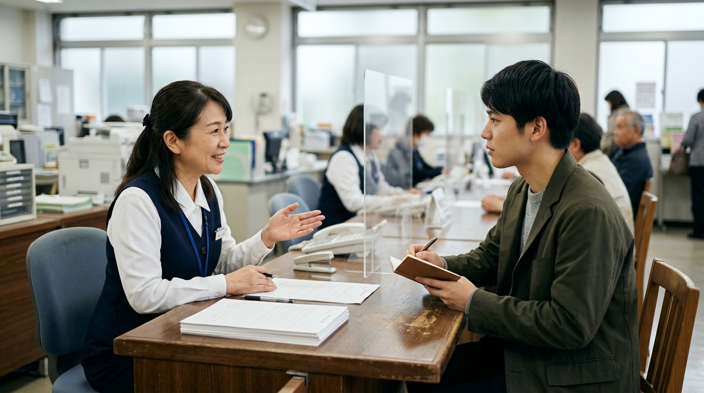 就労移行支援に向いてない人の特徴を調べながら、女性が支援施設で相談を受けている場面のイメージ