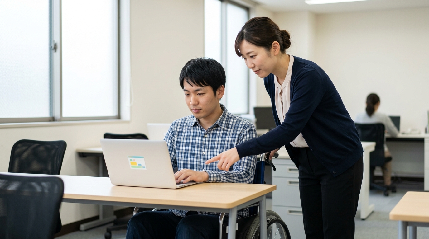 就労支援を受ける日本人男性