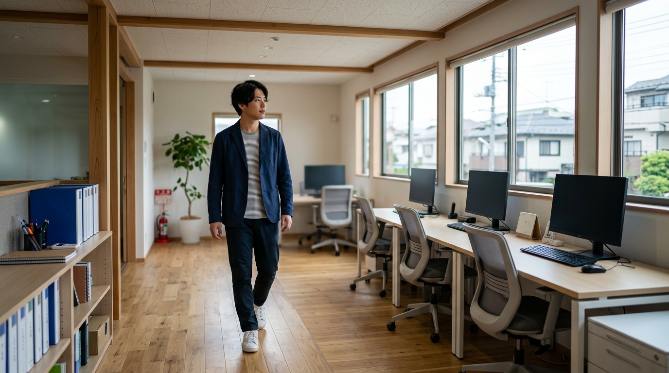 A型作業所と健常者の働き方の違いや制度について悩みながら考える男性のイメージ