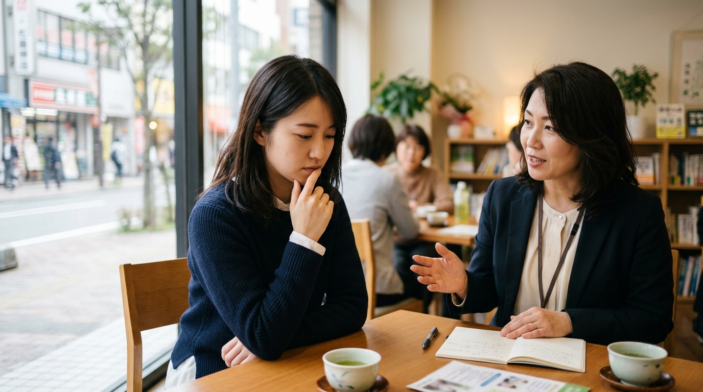 就労移行支援を休みがちな状況を改善するため、生活リズムや通所方法を見直す女性のイメージ画像
