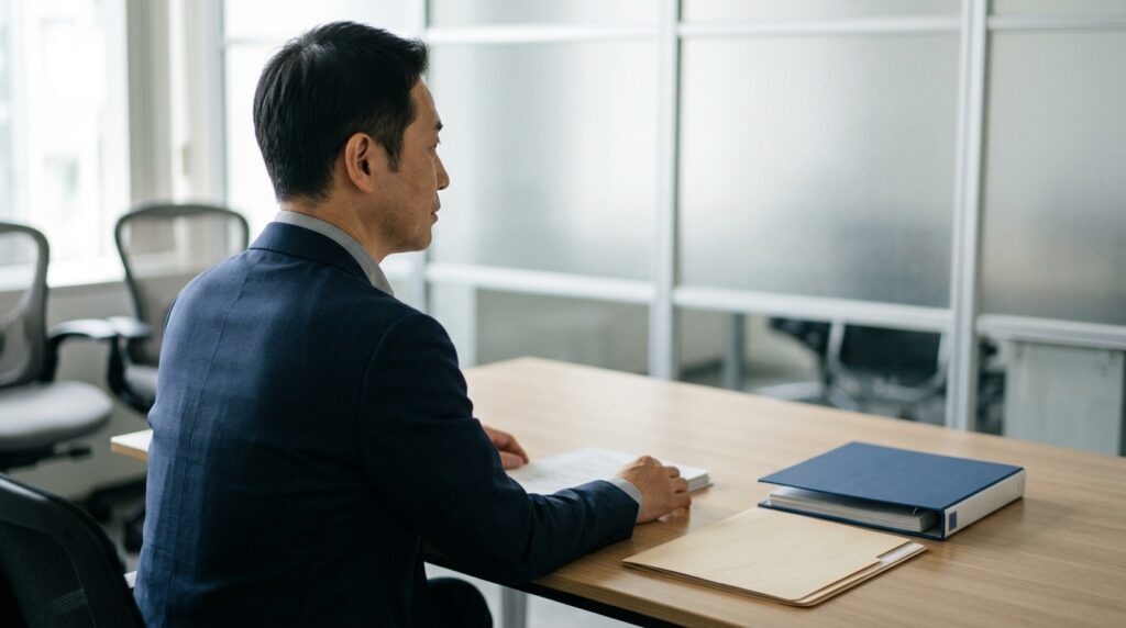 就労支援の利用条件や手続きについて相談や説明を受ける場面を表すイメージ画像