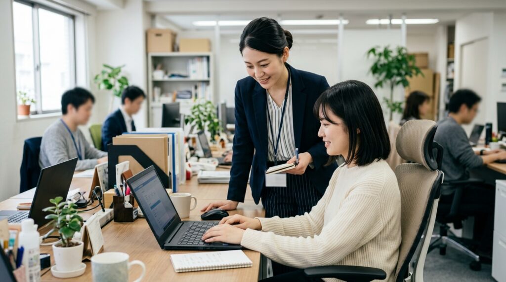 ジョブトレ浜松町でIT・Web分野の就労移行支援を受けながら、職場見学や就職準備を進める利用者と支援員の様子