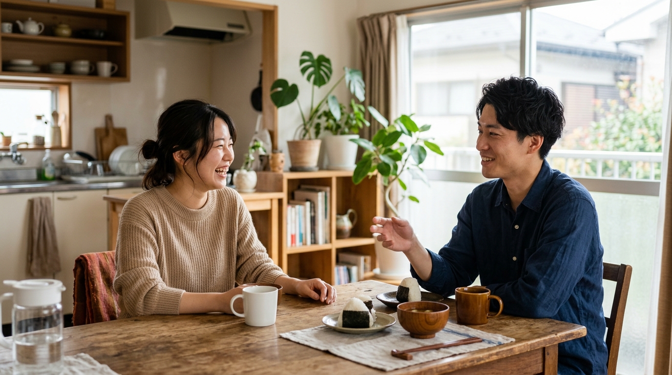 就労支援の在宅ワークについて、男性がパソコンを使いながら支援制度や働き方の説明を受けているイメージ