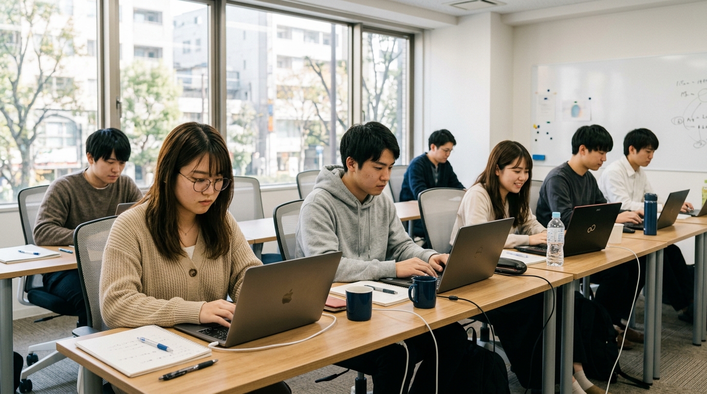 就労移行支援はやばいと感じる理由を調べながら、男性が事業所の情報や支援内容を比較検討しているイメージ
