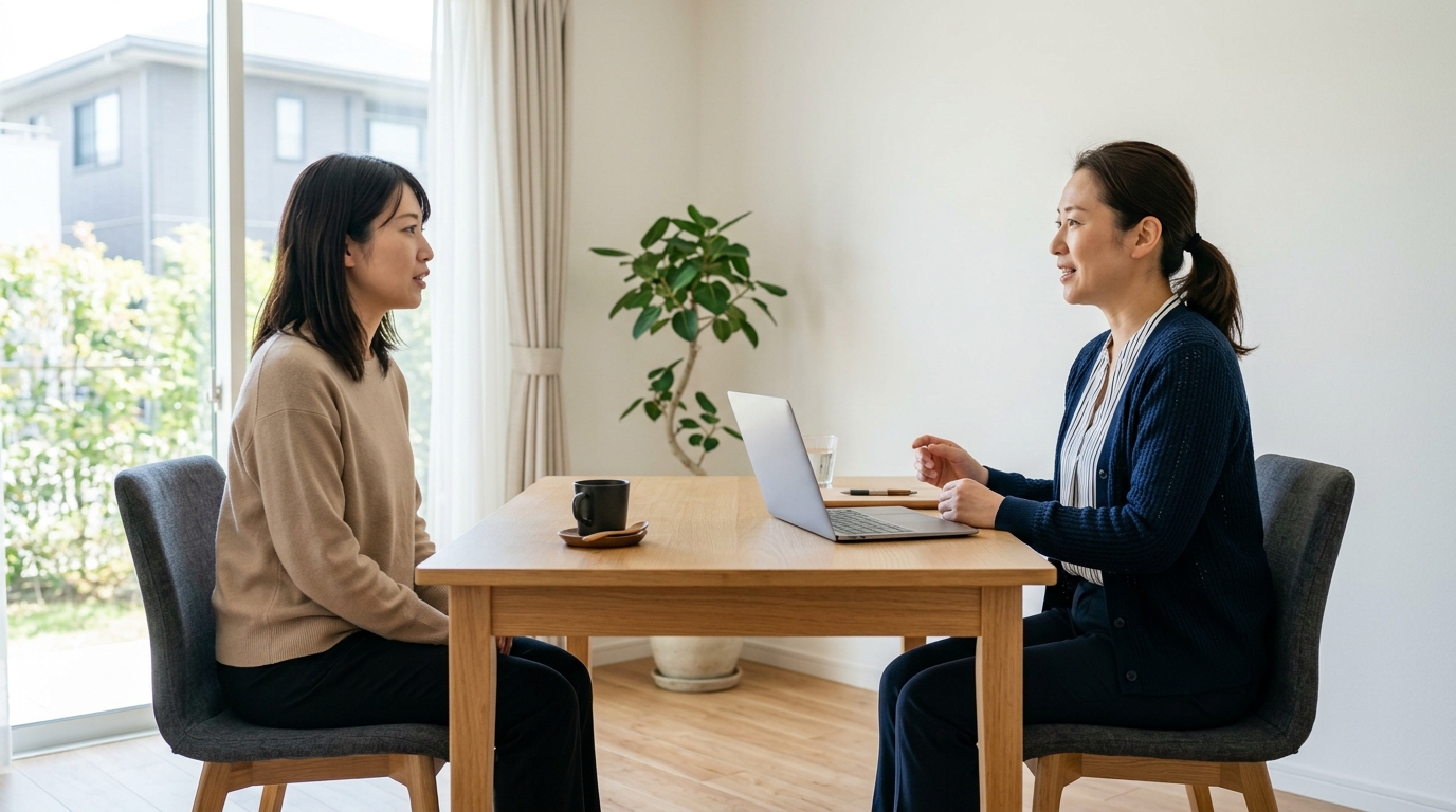 中卒からでも就労支援を活用したいと考え、年齢条件や支援内容を確認しながら前向きに情報収集する女性を表すイメージ画像