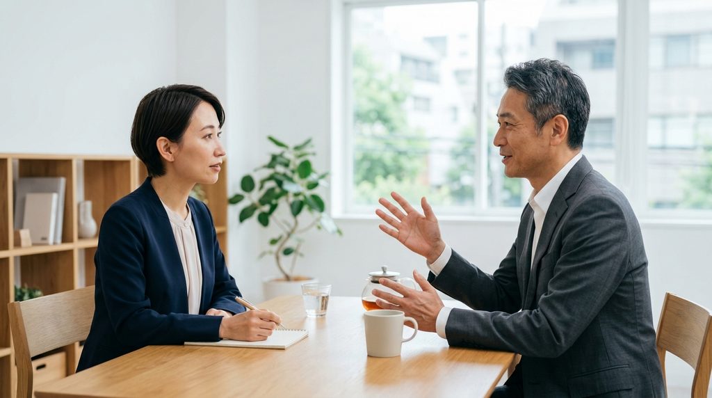 A型事業所は本当に怖いのかをテーマに、就労支援について相談しながら話し合う様子を表すイメージ画像